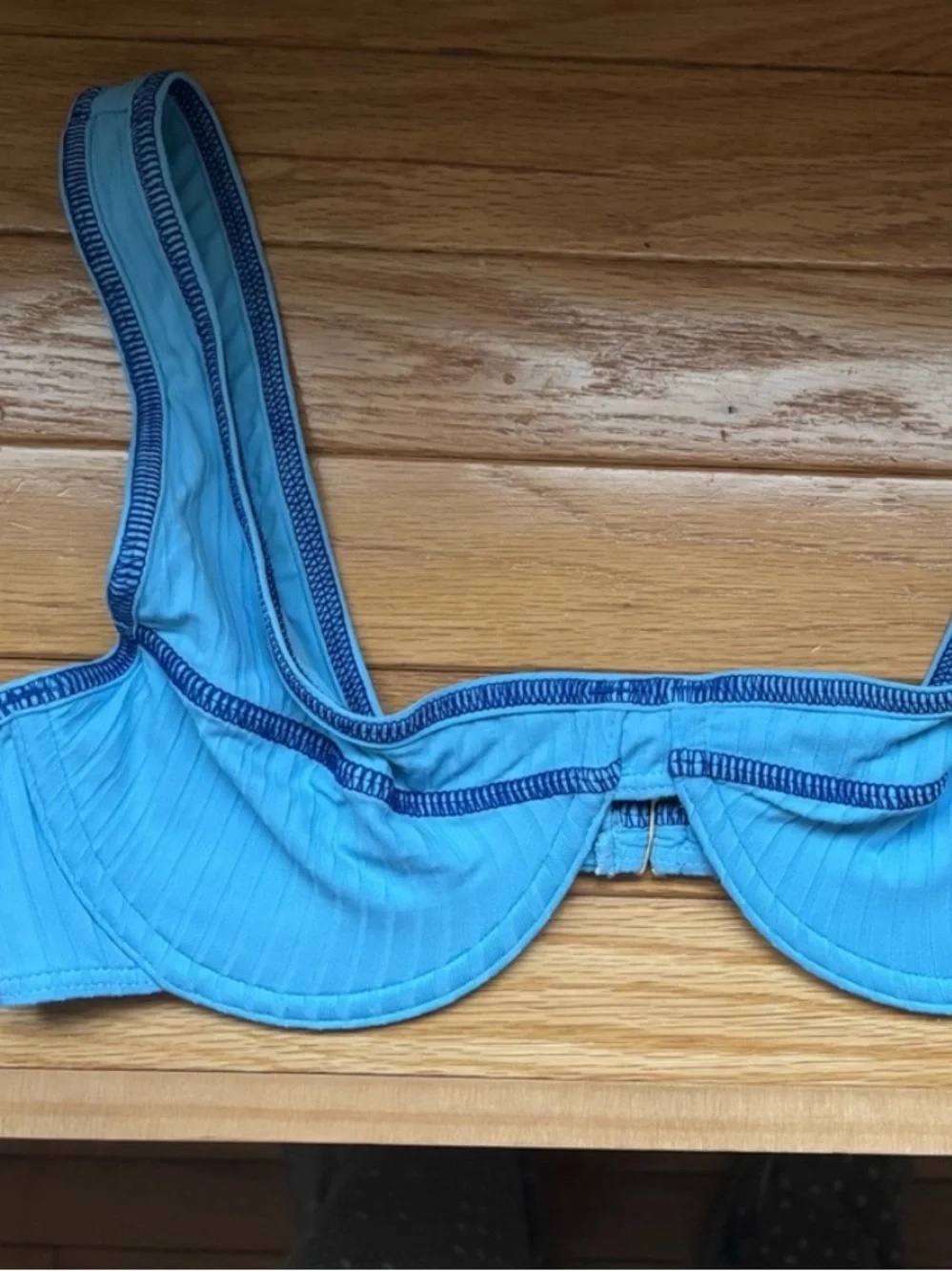 Frankie's Bikinis Light Blue Ribbed Underwire Bikini Top